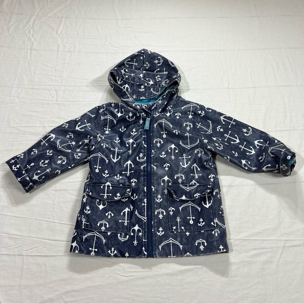 Cherokee Baby Boy Rain Coat Jacket 18 Month Blue White Anchors Lined Zip Front